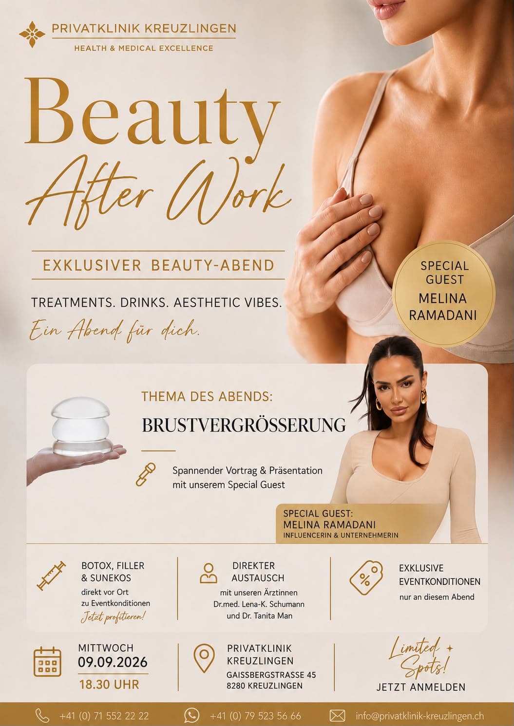 Beauty After Work: Brustvergrösserung, Mittwoch, 9. September 2026